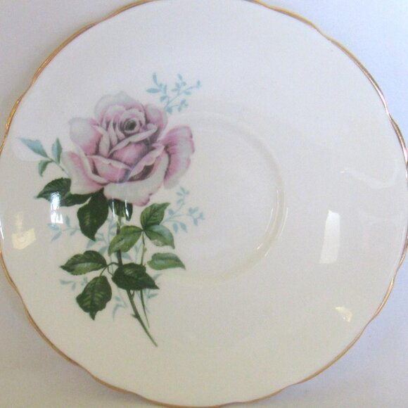 Royal Stafford Tea Cup and Saucer, Lime Green White Rose, Heavy Gold Gilt D111 - Picture 5 of 7